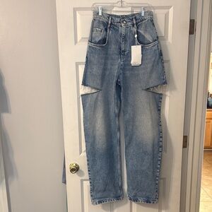 Maison Margiela Cut-Out High Rise Wide Leg Jeans